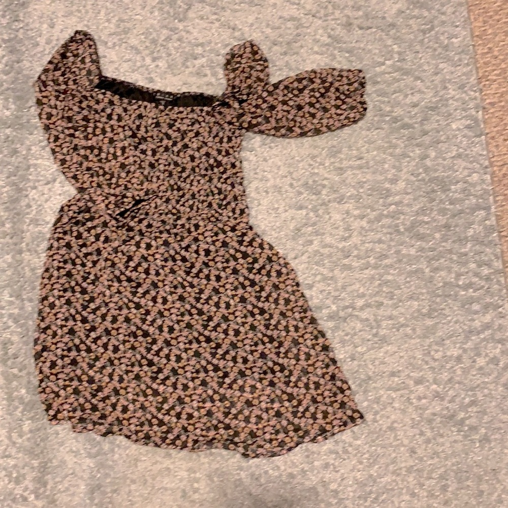 Black floral smock dress